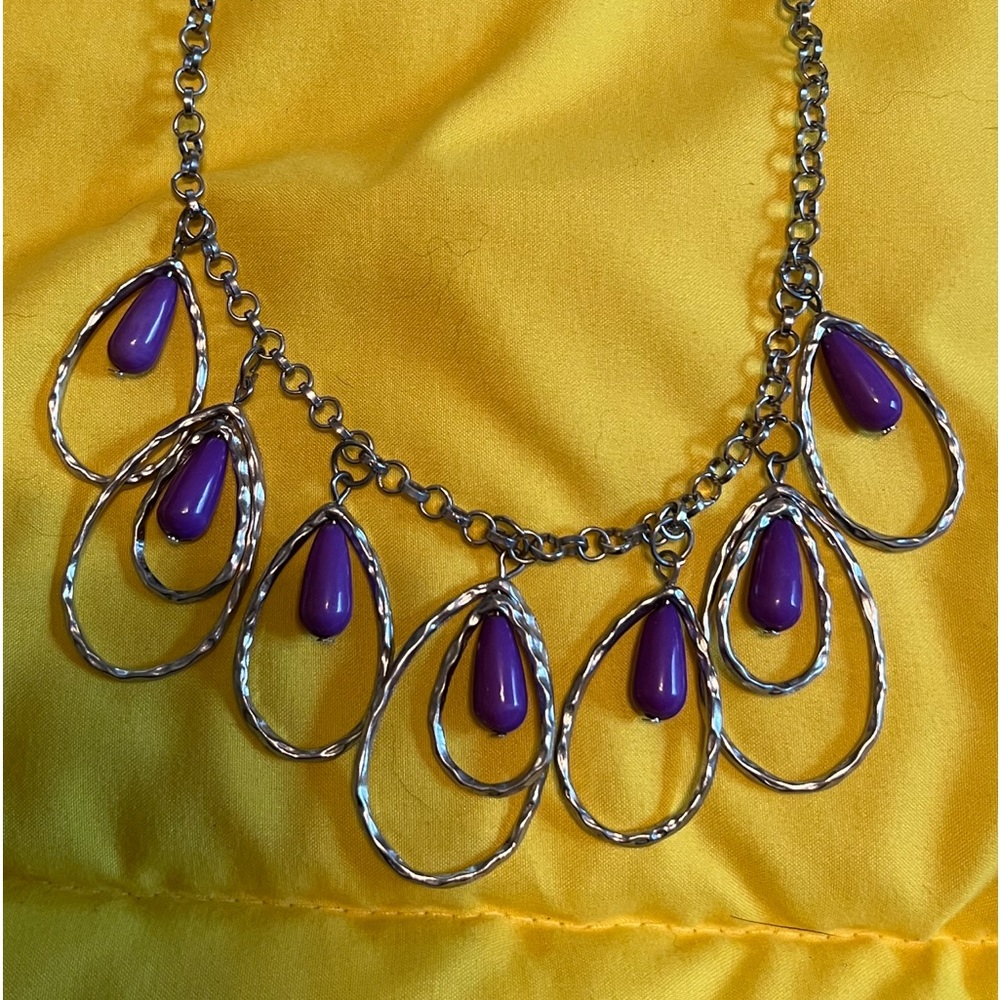 Sterling silver purple statement necklace